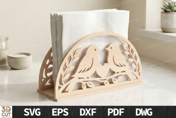 Bird Napkin Holder SVG File for Laser Cutting Home Decor