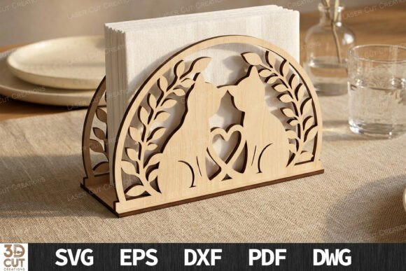 Cat Napkin Holder SVG for Laser Cutting Home Decor