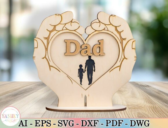 Dad Heart Hands Sign Laser Cut File SVG for Father S Day