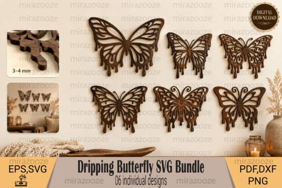 Dripping Butterfly SVG Bundle: Laser Cutting & Wall Decor for Brands