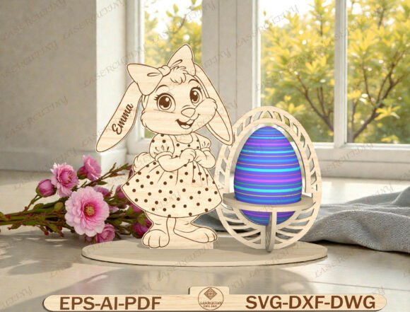 Easter Bunny Egg Holder Laser Cut File for Spring Amp