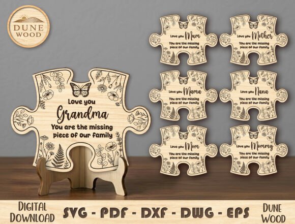 Family Puzzle Piece Laser Cut File for Mother S Day