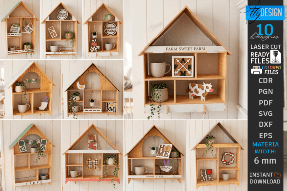 Farmhouse Wall Shelves Laser Cut Bundle for Real Projects