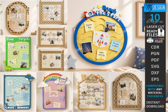 Felt Notes and Photo Organizer Laser Set for Wall Decor