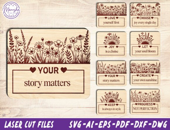Floral Quote Laser Cut File SVG Bundle for Home Decor