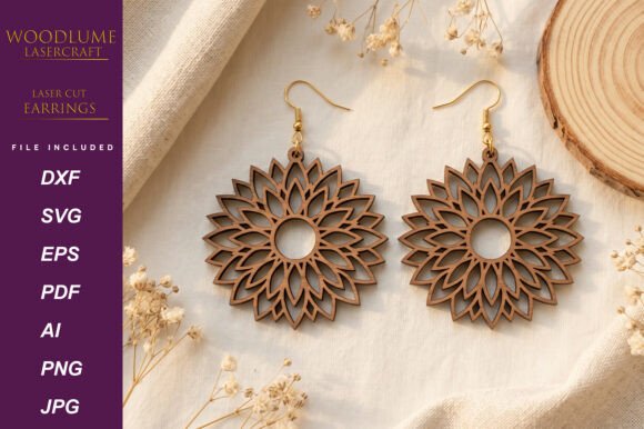 Flower Earrings Laser Cut SVG for Real Projects