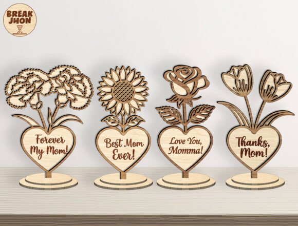 Flower Mother’s Day Wooden Sign SVG for Laser Cutting
