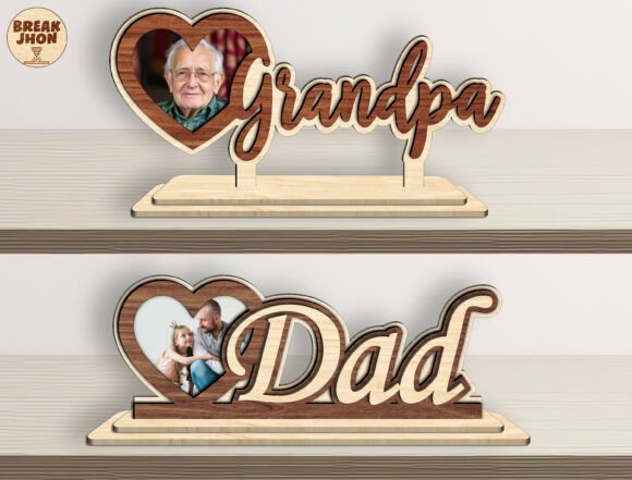 Grandpa Dad Photo Frame Laser Cut SVG for Father S Day