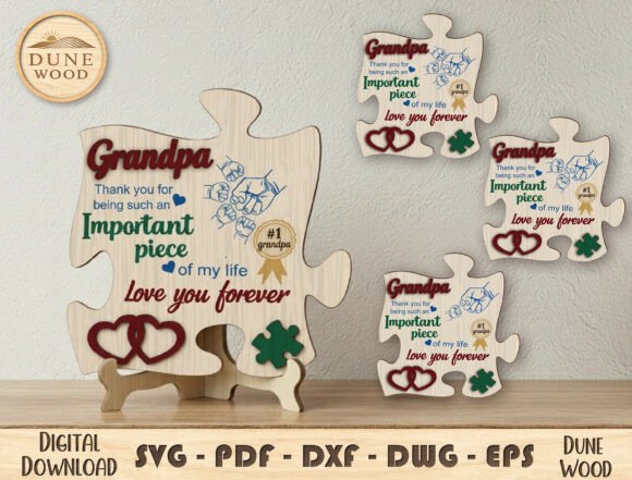 Grandpa Puzzle Sign Laser Cut File for Father S Day