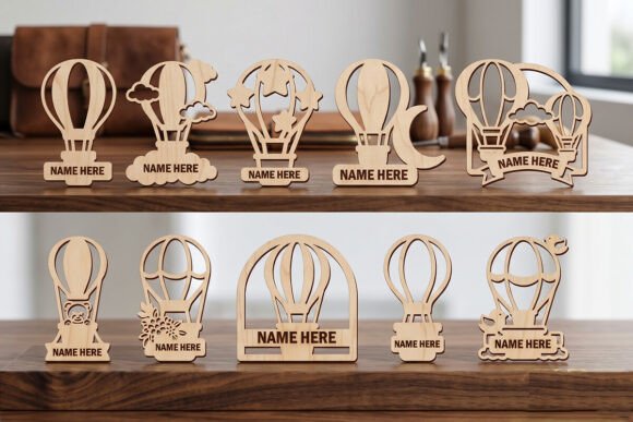 Hot Air Balloon Laser Cut Name Sign for Home Decor