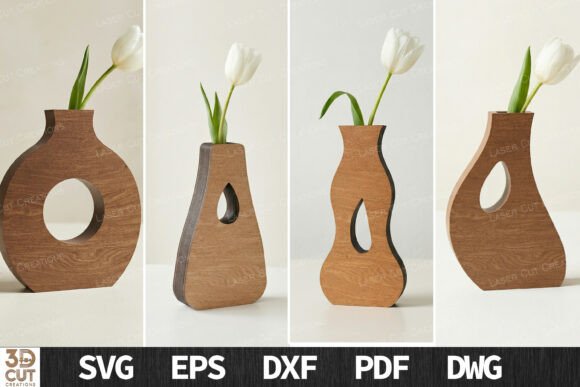 Layered Wooden Vase SVG Bundle for Laser Cutting Home Decor