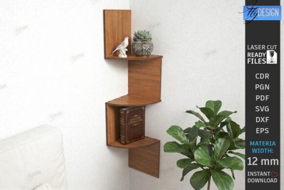 Modern Corner Shelf Design Laser Cut for Wall Decor