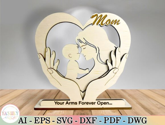 Mom and Baby Heart Sign Laser Cut SVG for Mother S Day