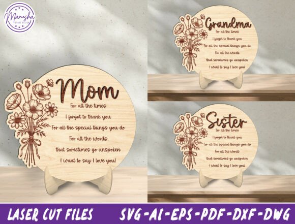 Mom Grandma Sister Laser Cut SVG Bundle for Mother S Day