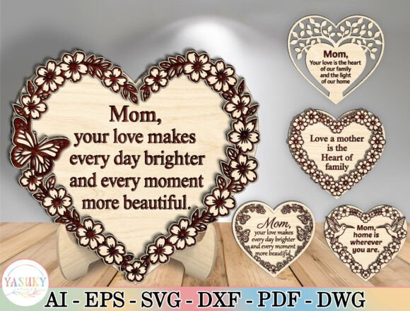 Mom Heart Sign Laser Cut File Svg Bundle