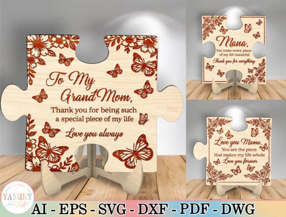 Mom Puzzle Piece Sign SVG Bundle: Laser Cutting and Mother S Day