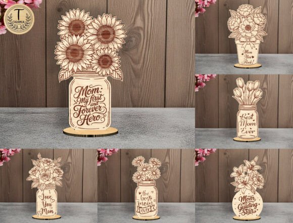 Mother s Day Flower Cut File SVG Bundle for Laser Cutting