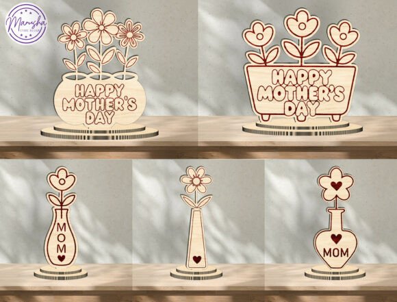 Mother s Day Flower Pot Laser File Svg