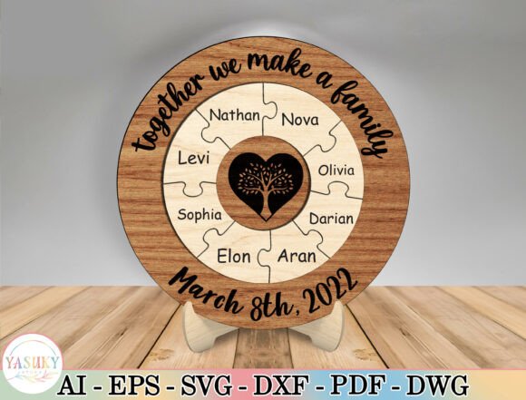 Personalized Family Puzzle Sign SVG for Laser Cutting and Home Decor
