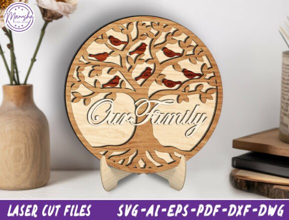 Personalized Family Tree Cut File SVG for Laser Cutting and Home Decor
