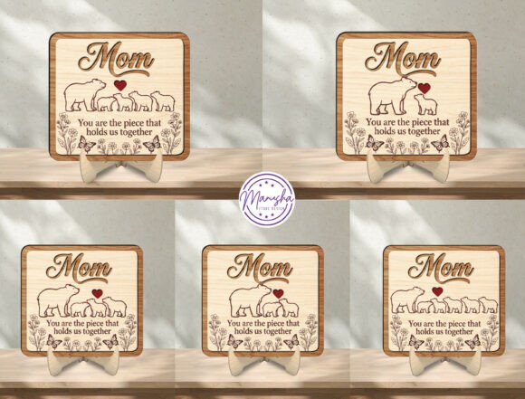 Personalized Mom Bear Family Sign SVG for Laser Cutting and Mother S Day