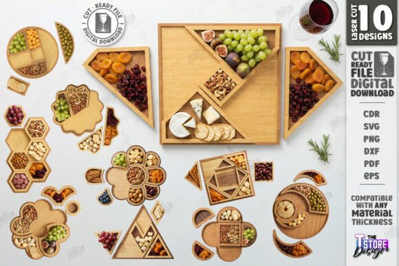 Snack Serving Trays Laser Cut Bundle CNC for Other Home Decor