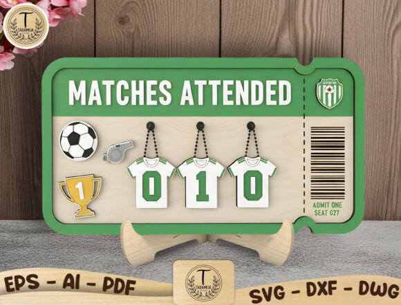 Soccer Match Tracker Sign SVG for Laser Cutting and Home Decor