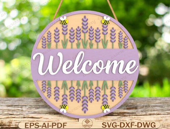 Welcome Door Hanger Laser Cut File for Spring Amp