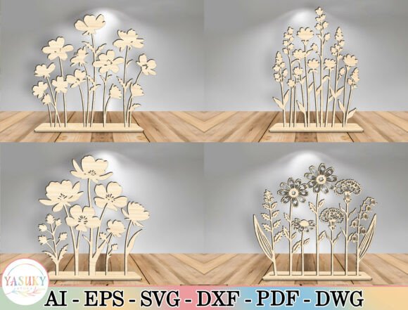 Wildflower Laser Cut File SVG Bundle for Home Decor